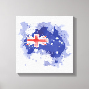 Australien Watercolor Karta Canvastryck