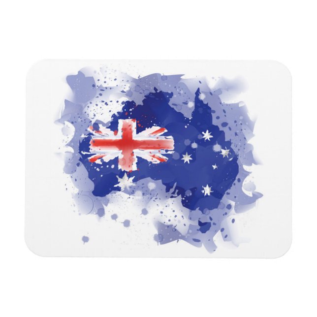 Australien Watercolor Karta Magnet (Horisontell)
