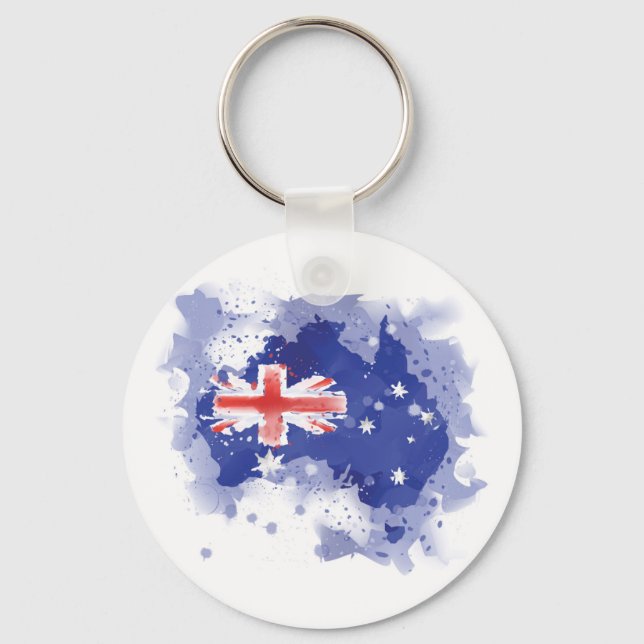 Australien Watercolor Karta Nyckelring (Framsida)