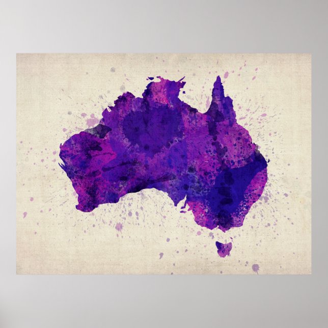 Australien Watercolor Karta Poster (Framsidan)