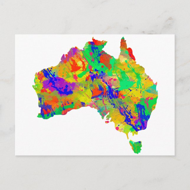 Australien Watercolor Karta Vykort (Framsida)