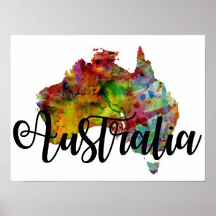 Australienkarta Poster