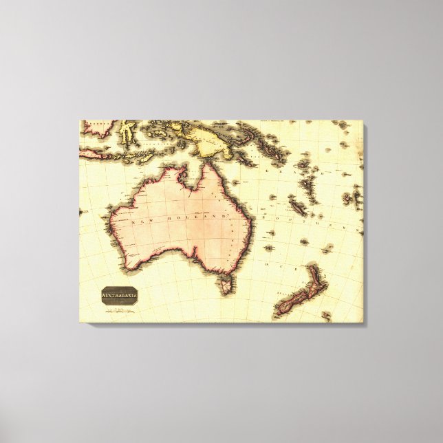 AustralienPanoramisk kartaAustralien Canvastryck (Framsida)