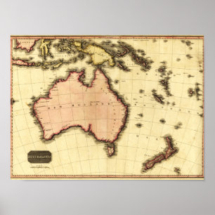AustralienPanoramisk kartaAustralien Poster