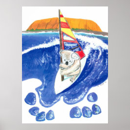 Australiens anda - Koala Bear Vind Surfing Poster