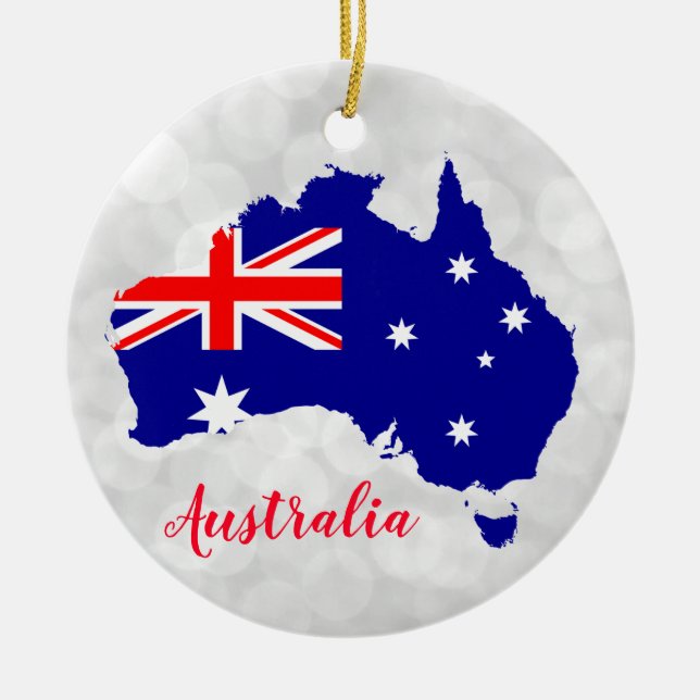 Australiens australiska Karta-jul i Flagga Julgransprydnad Keramik (Framsidan)