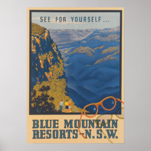 Australiens blå berg Vintage resor Poster