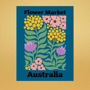 Australiens blomstermarknad Golden Wattle Rosa Blo Vykort
