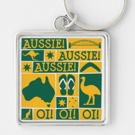 Australiens dag fyrkantig silverfärgad nyckelring