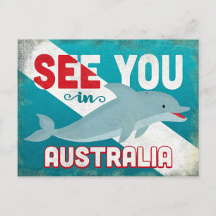 Australiens delfiner - Retro Vintage resor Vykort