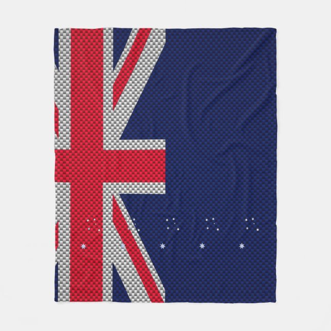 Australiens Flagga Design i Carbon Chrome Stilar Fleecefilt (Framsidan)