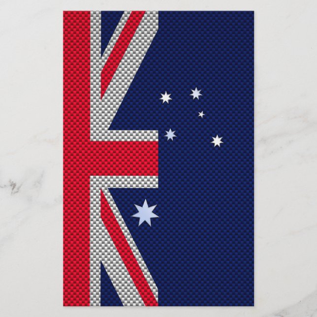 Australiens Flagga Design i Stil med kolfiberkrom Flygblad (Framsidan)