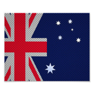 Australiens Flagga Design i Stil med kolfiberkrom Fototryck