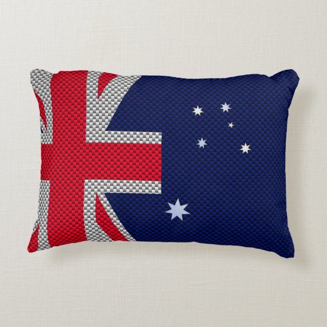 Australiens Flagga Design i Stil med kolfiberkrom Prydnadskudde (Baksidan)