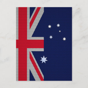 Australiens Flagga Design i Stil med kolfiberkrom Vykort