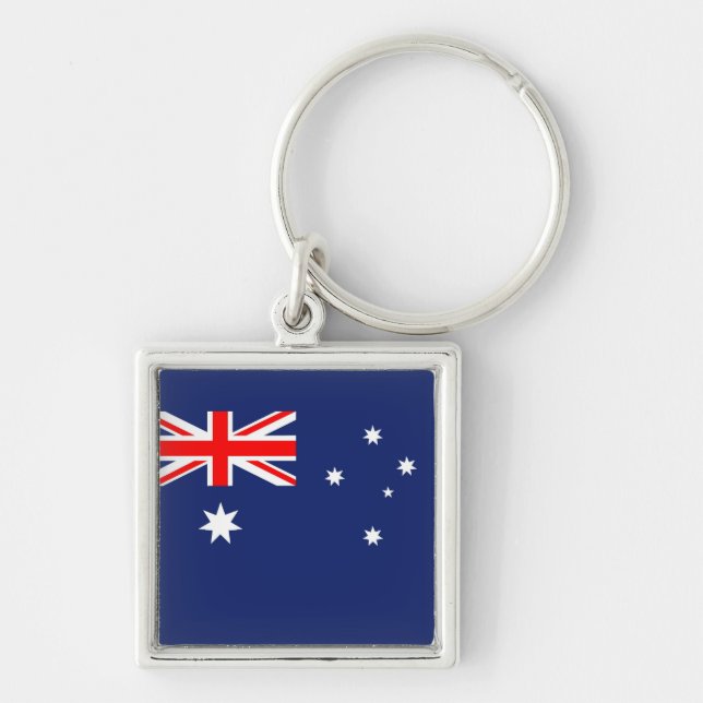 Australiens flagga fyrkantig silverfärgad nyckelring (Framsidan)