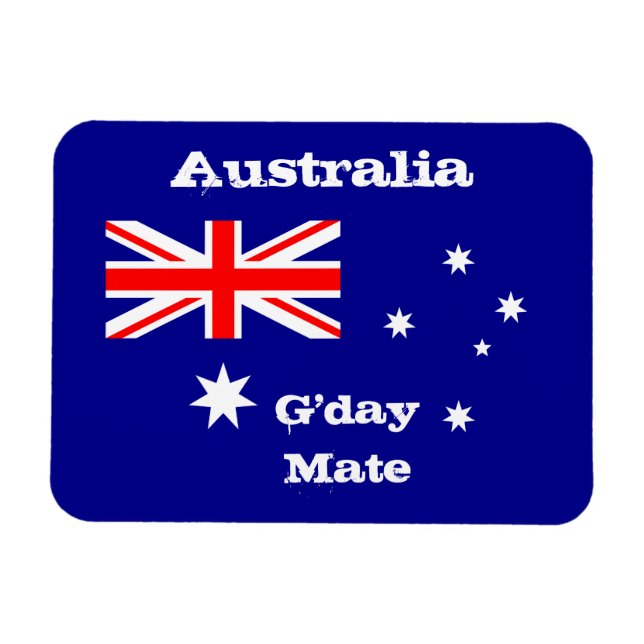 Australiens flagga & G'day Mate, helgdag /sportfan Magnet (Horisontell)