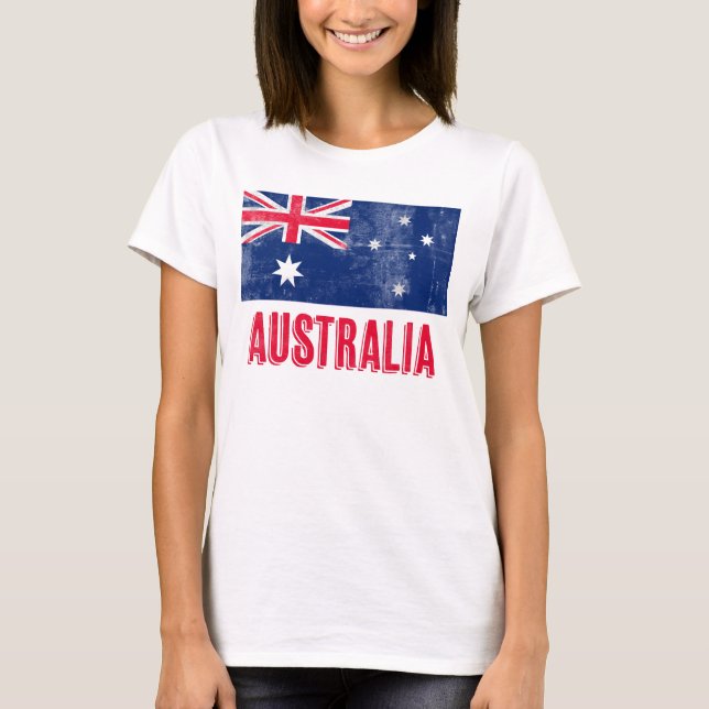 Australiens flagga (Grunge look) T Shirt (Framsida)