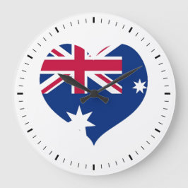 Australiens Flagga Heart Cutout Wall Clock Stor Klocka