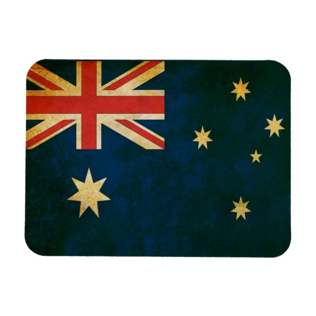 Australiens Flagga i Grunge Magnet (Horisontell)