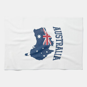 Australiens flagga karta vintage slitna grafik_1 kökshandduk
