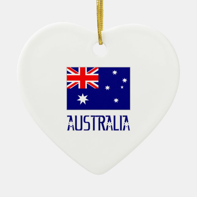Australiens flagga & ord julgransprydnad keramik (Framsidan)