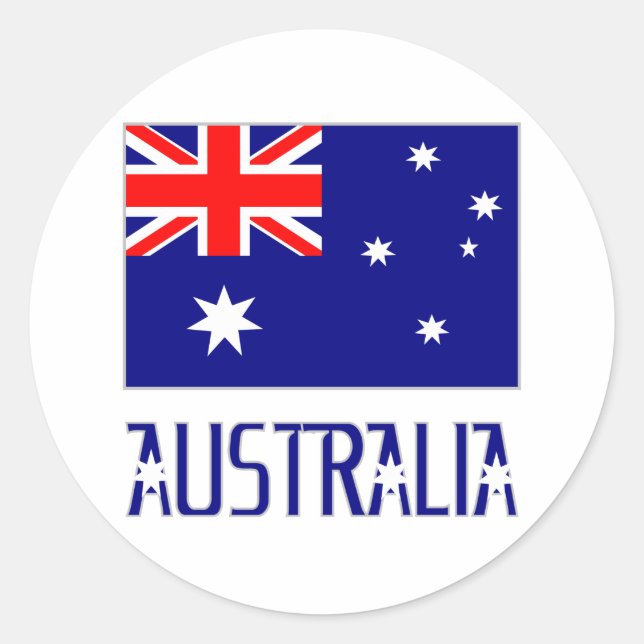 Australiens flagga & ord runt klistermärke (Framsida)