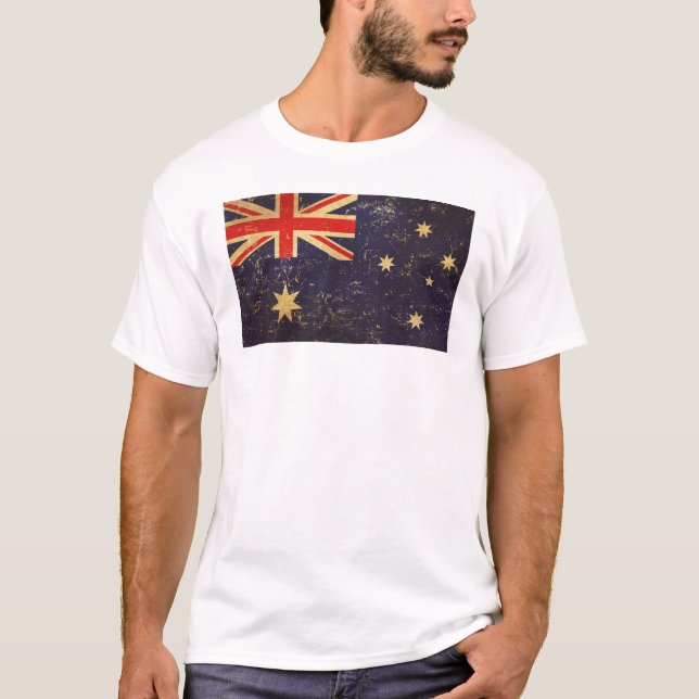 Australiens flagga Vintage Design Herrar Vit T Shirt (Framsida)