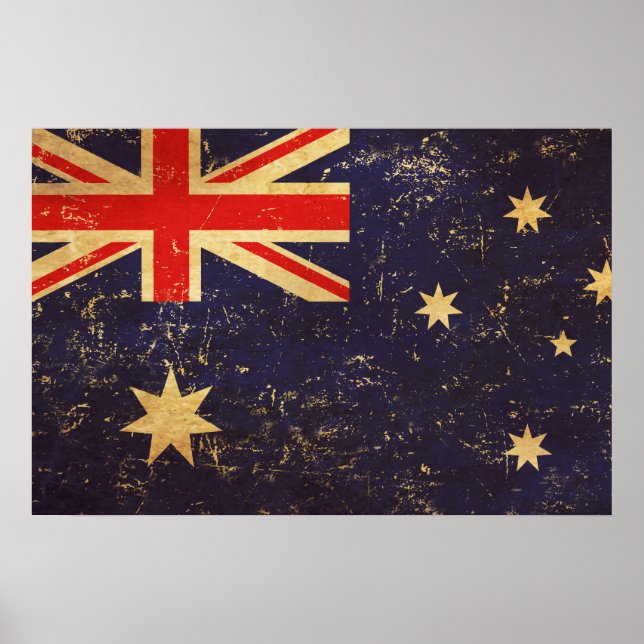 Australiens flagga Vintage design Poster (Framsidan)