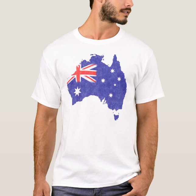 Australiens Flagga Vintage Distress T Shirt (Framsida)