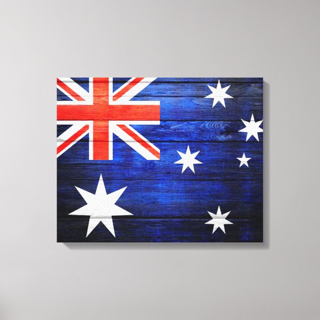 Australiens Flagga Vintage Wood Canvastryck (Framsida)