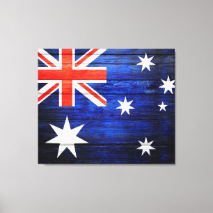 Australiens Flagga Vintage Wood Canvastryck