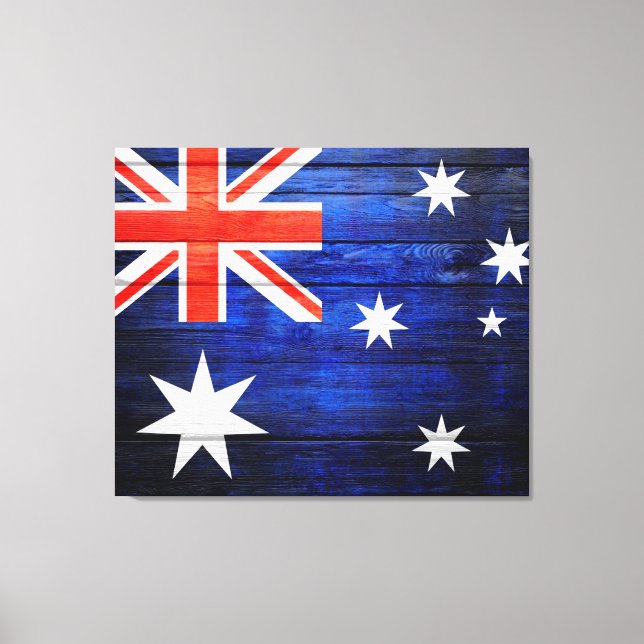 Australiens Flagga Vintage Wood Canvastryck (Framsida)