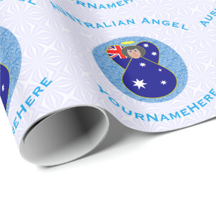 Australiens flaggängel i blå cirkel på vit botten presentpapper