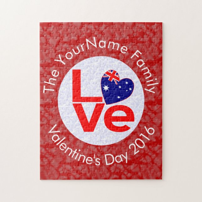 Australiens flaggas röda bokstäver KÄRLEK Vit på r Pussel (Vertikal)