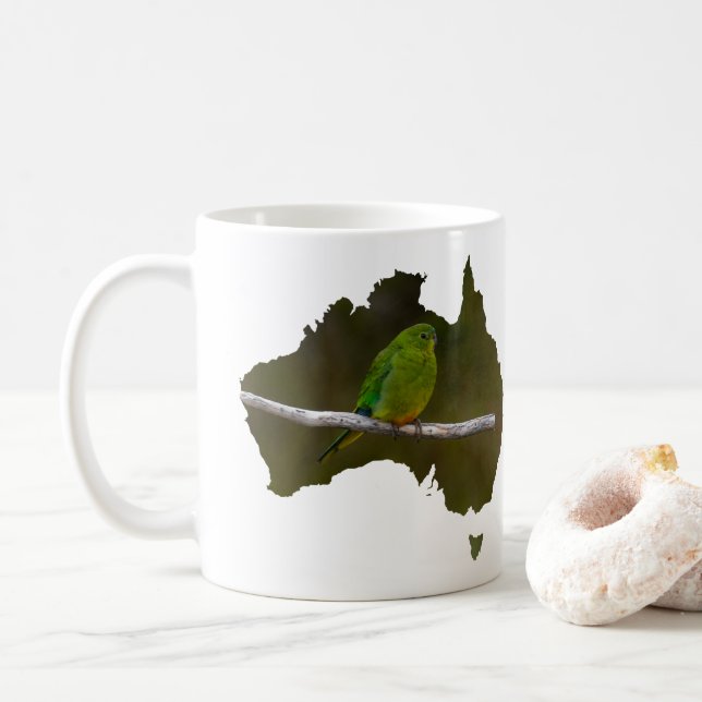 Australiens form sällsynt orangebukad parakit kaffemugg (Med munk)