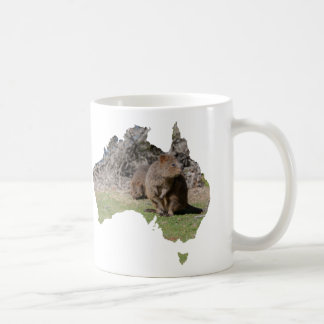 Australiens form Söt Quokka som äter gräs Kaffemugg