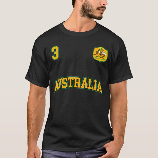 Australiens fotboll nummer 3 bakre australiensiska t shirt (Framsida)