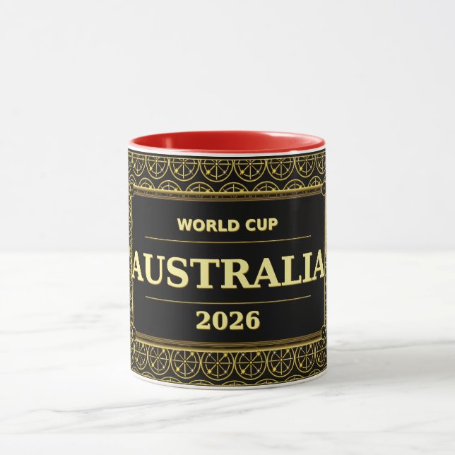 Australiens fotbollsentusiast 2026 Svart Guld Lyx Mugg (Center)