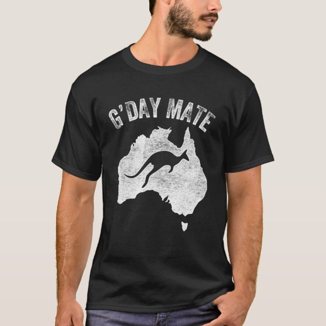 Australiens G Day Mate Kangaroo Australian Symbol T Shirt (Framsida)