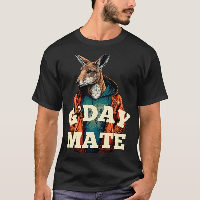 Australiens G'Day Mate Kangaroo Australian Symbol T Shirt (Framsida)