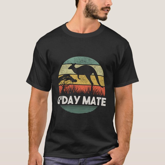 Australiens G'Day Mate Shirt Funny Kangaroo Austra T (Framsida)