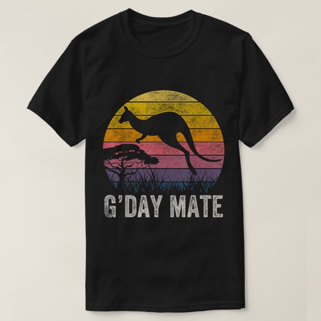 Australiens G'Day Mate Shirt Funny Kangaroo Austra T Shirt (Design framsida)