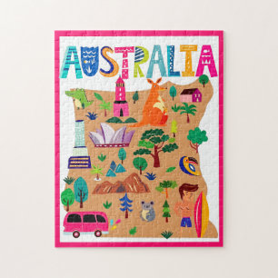 Australiens Iconic Landmarks & Wildlife Poster Pussel