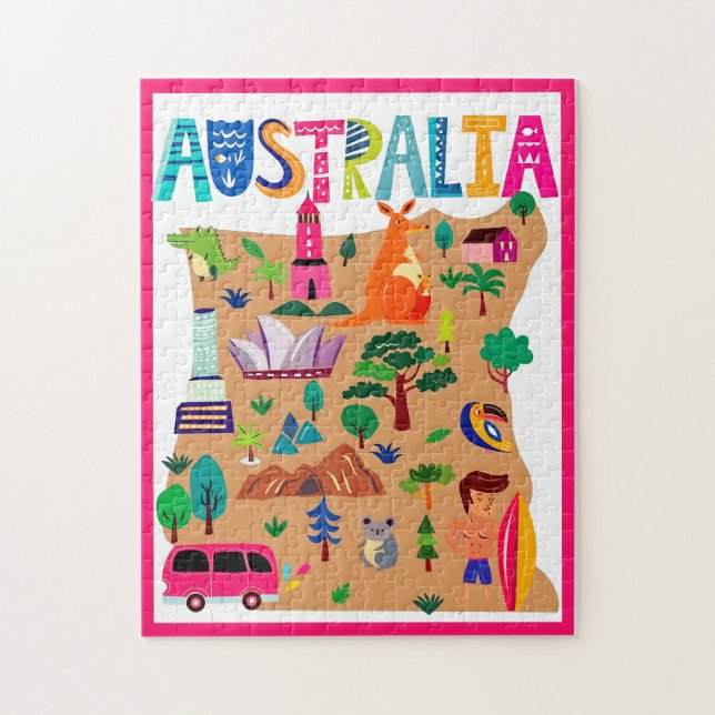 Australiens Iconic Landmarks & Wildlife Poster Pussel (Vertikal)