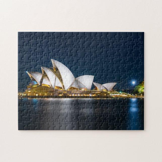 Australiens Iconic Sydney Opera House by Night Pussel (Horisontell)