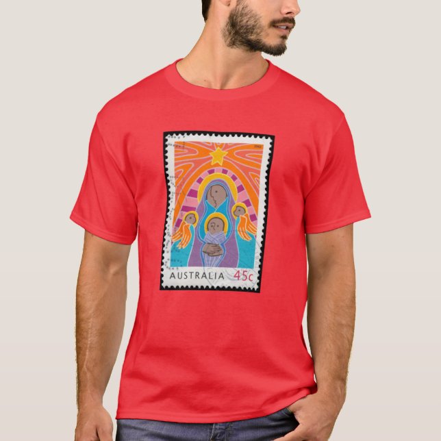 Australiens julstampad tee retro vintage (Framsida)