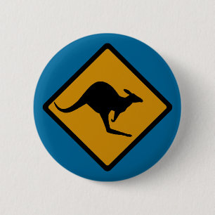 Australiens känguruskyttsskylt knapp