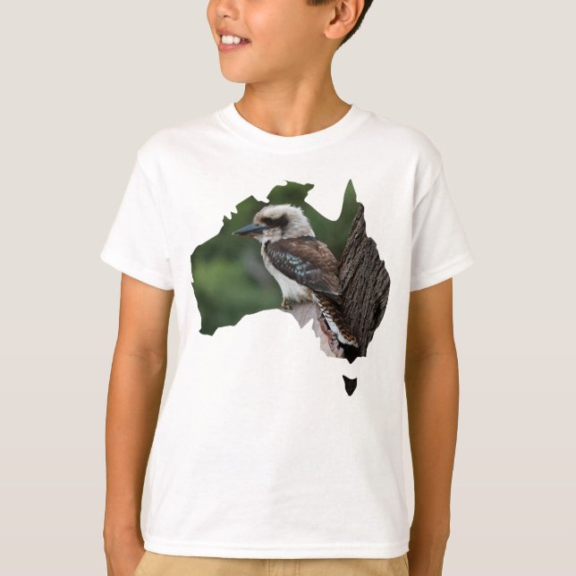 Australiens kontur döttrar Kookaburra i Träd T Shirt (Framsida)