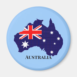 Australiens kontur och flagga magnet